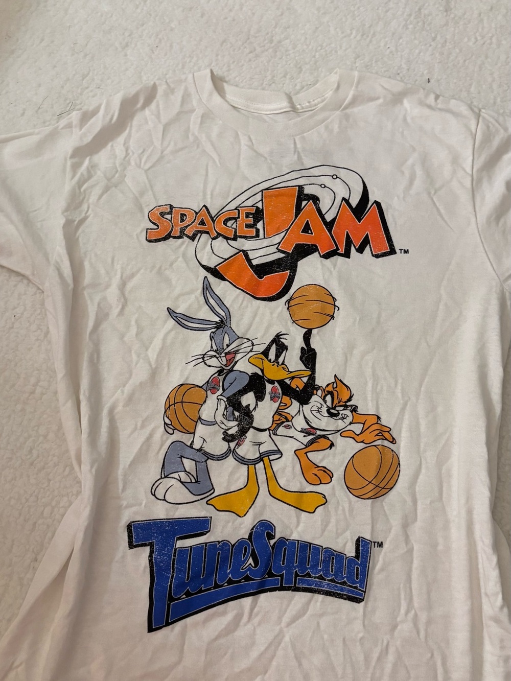 Space Jam White Graphic T-Shirt - Logo Print